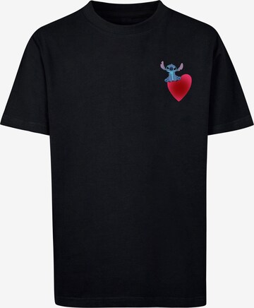 ABSOLUTE CULT Shirt 'Lilo And Stitch - Sitting On Heart' in Black: front