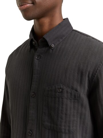 TOM TAILOR DENIM Regular fit Button Up Shirt in Black