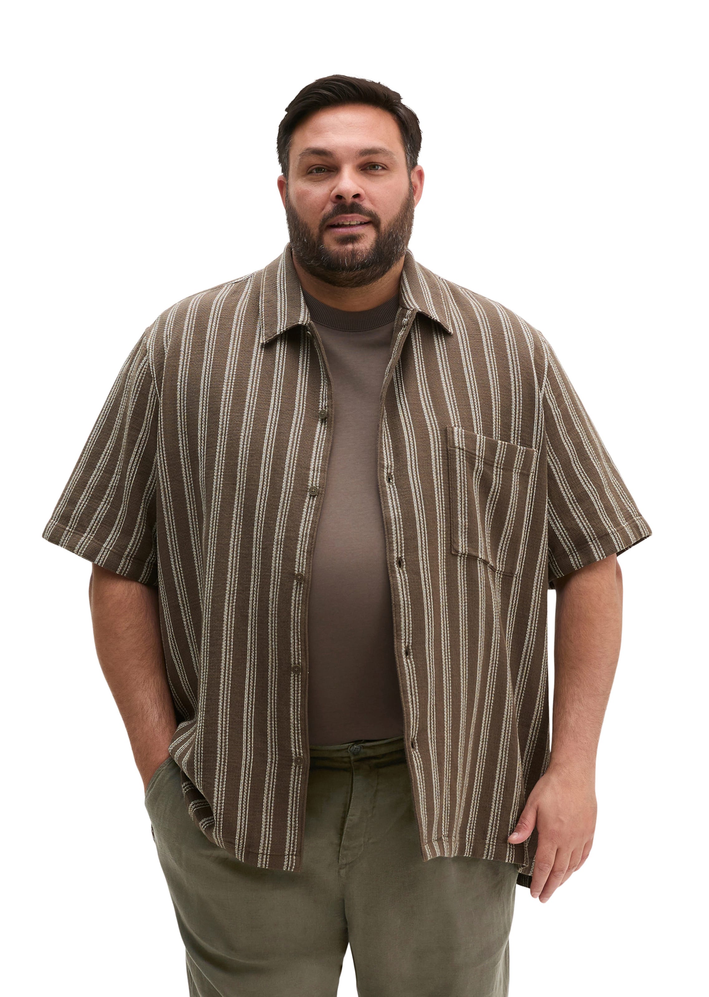 Marc O'Polo Regular fit Button Up Shirt in Brown: front