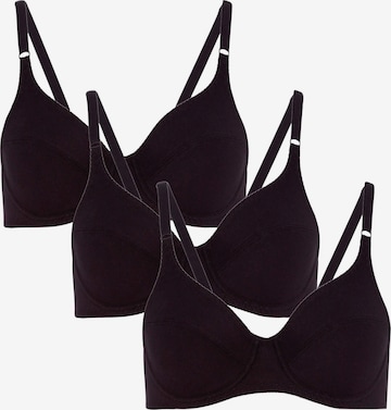 BeeDees T-shirt Bra 'Bügel-BH Rock'n'Roll W (3-er Pack) im Dreierpack, aus 100% Baumwolle, mit Bügel für Komfort und Halt' in Black: front