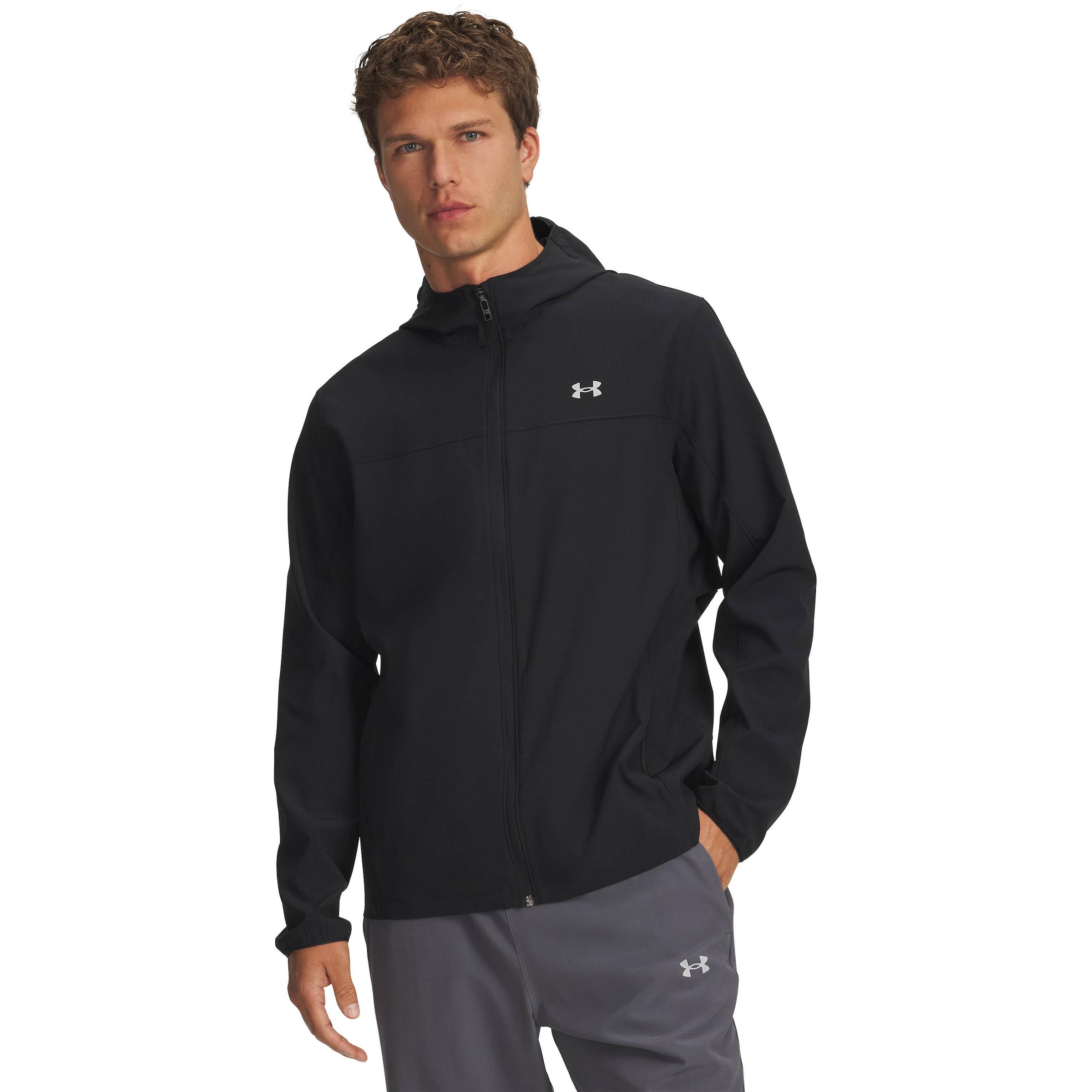 UNDER ARMOUR Sportjas 'UA Velociti Pro Storm Jacket' in Zwart: voorkant