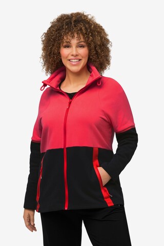 Ulla Popken Zip-Up Hoodie in Pink: front