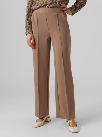 VERO MODA Wide leg Trousers with creases 'PANNA' in Brown: front