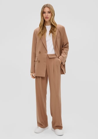 Wide Leg Pantalon à pince QS en marron : devant