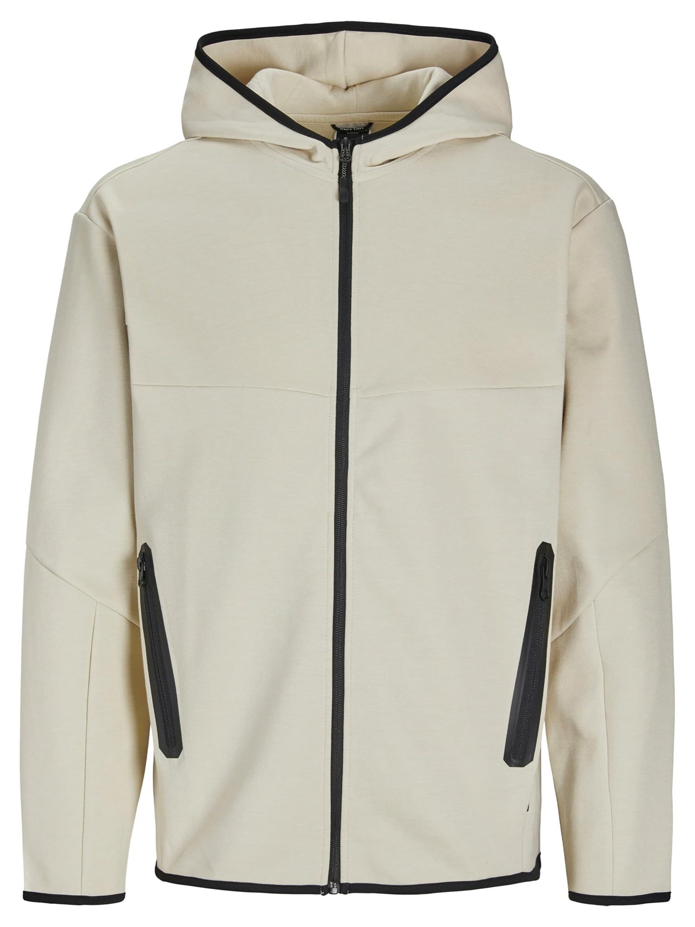 JACK & JONES Sweatjacke 'Fusion'‌‌‌‌‌‌‌ in Beige: Vorderseite