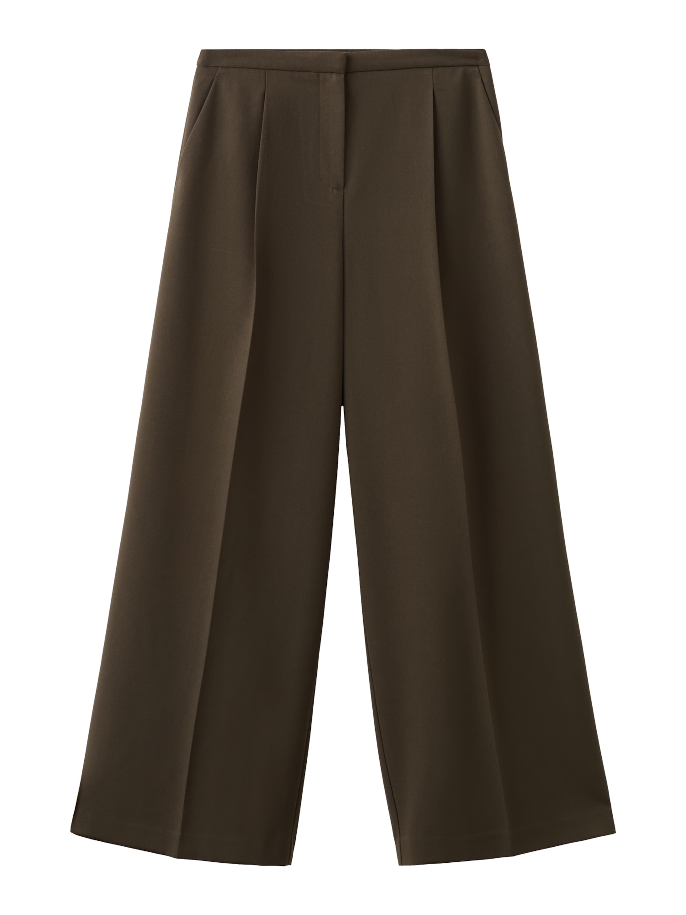 MANGO Широки крачоли Панталон с ръб 'MINA' в кафяво: отпред