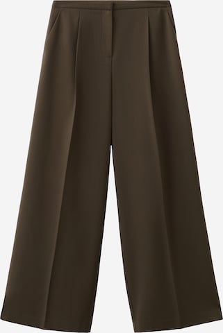 MANGO Широки крачоли Панталон с ръб 'MINA' в кафяво: отпред