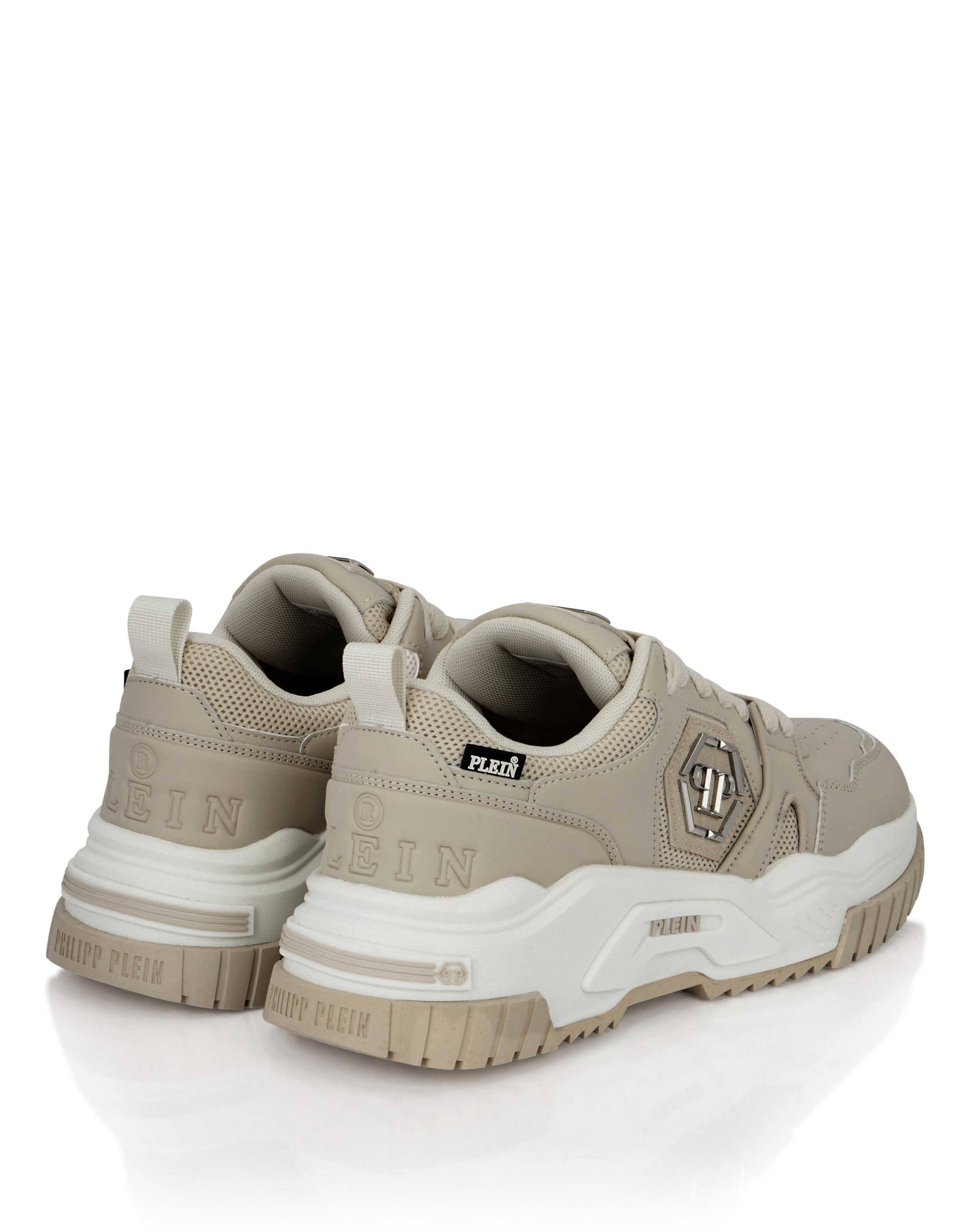 Philipp Plein - Sapatilhas baixas 'Hexagon' em bege