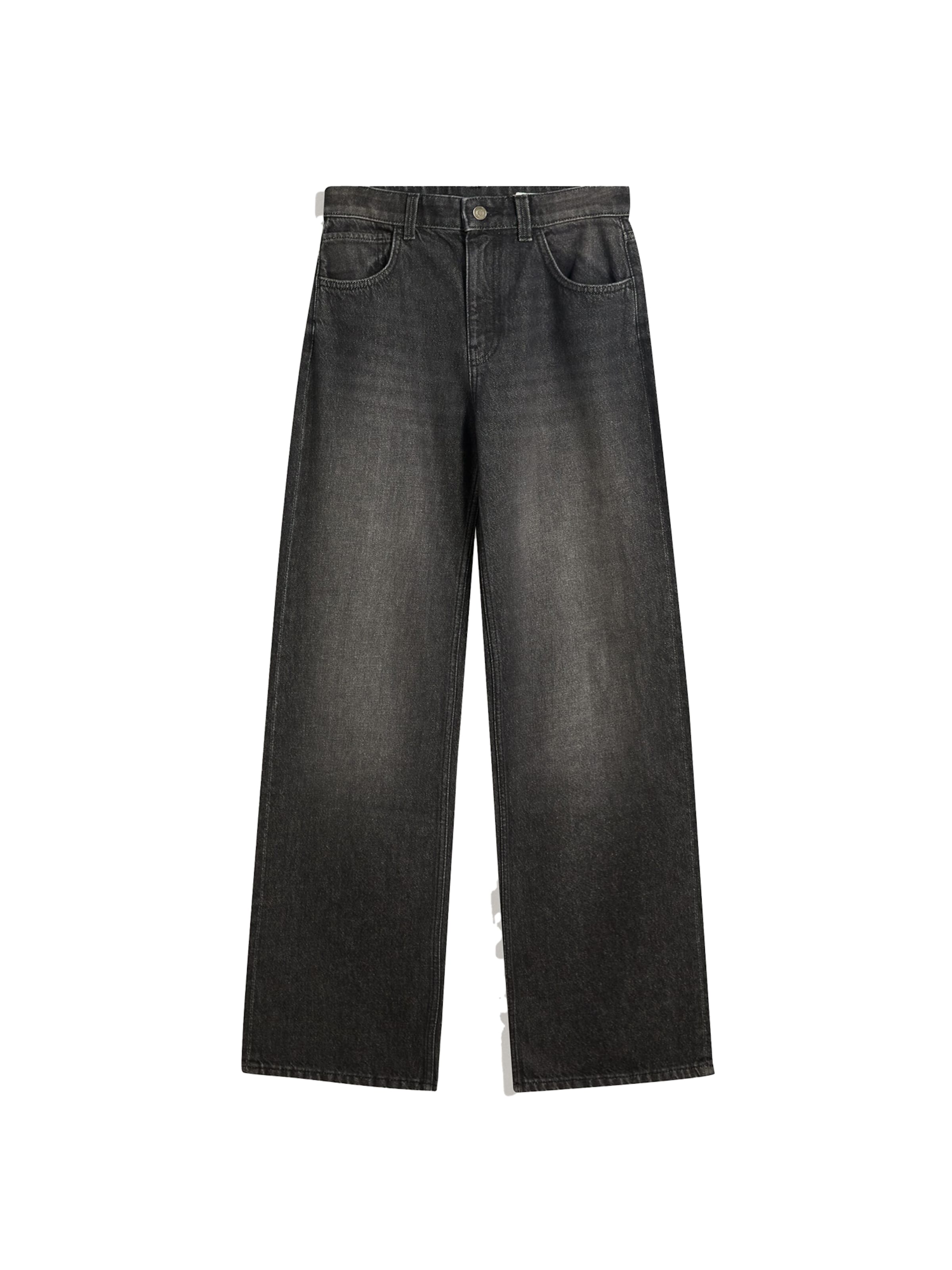 Bershka Široký strih Džínsy - Čierna: predná strana