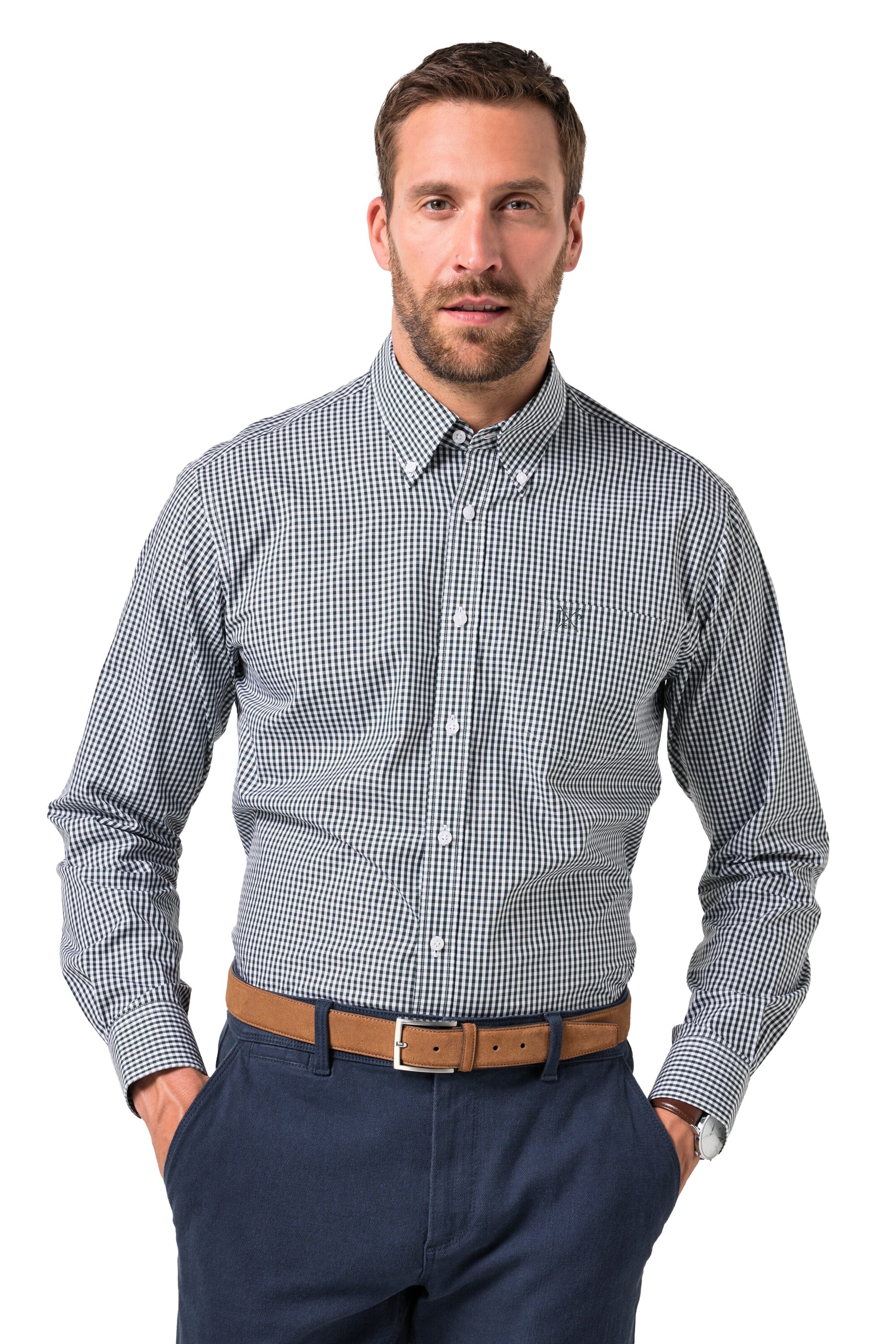 JP1880 Comfort fit Button Up Shirt in Black: front