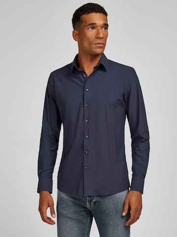 Coupe slim Chemise HECHTER PARIS en bleu : devant