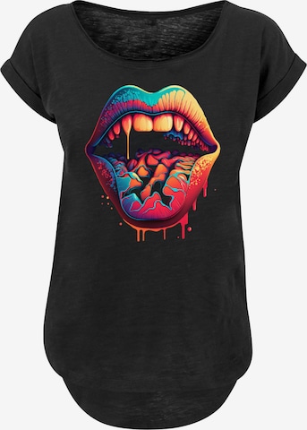 F4NT4STIC Shirt 'Drooling Lips' in Schwarz: Vorderseite