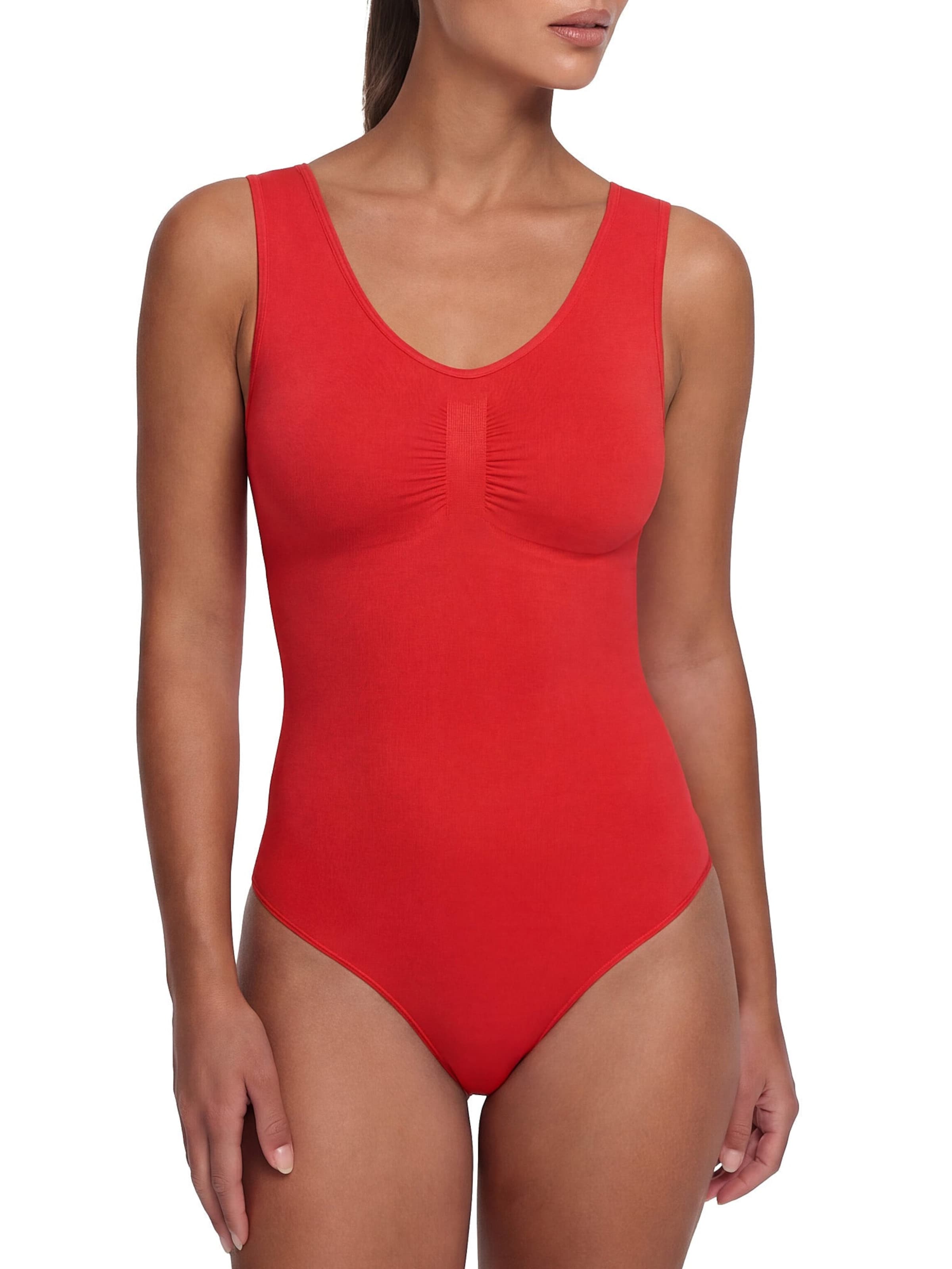 cfab (formerly creamy fabrics) - Body moldeador 'Tank Bodysuit Sculpting Shapewear mit Slip' en rojo: frente