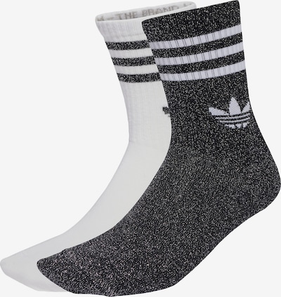ADIDAS ORIGINALS Čarape '3-Stripes Glitter Crew 2 Pairs' veličine 43-45 u crna melange / bijela, Pregled proizvoda