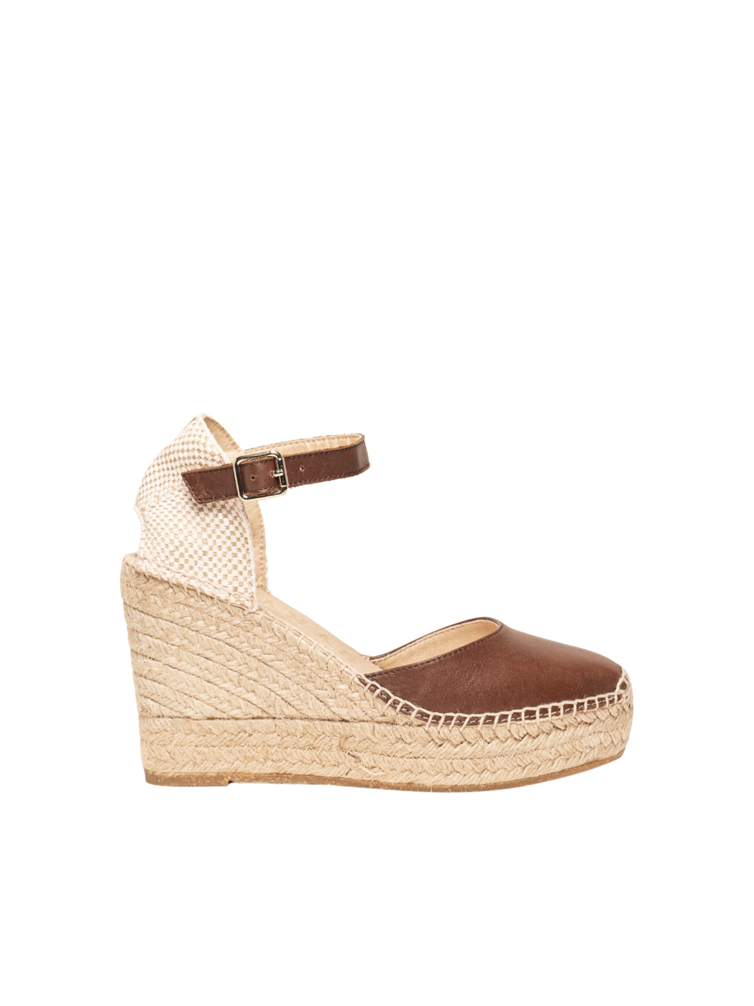 Alhamas - Zapatos destalonado 'Alpargata Cuña 10 cm' en marrón: frente