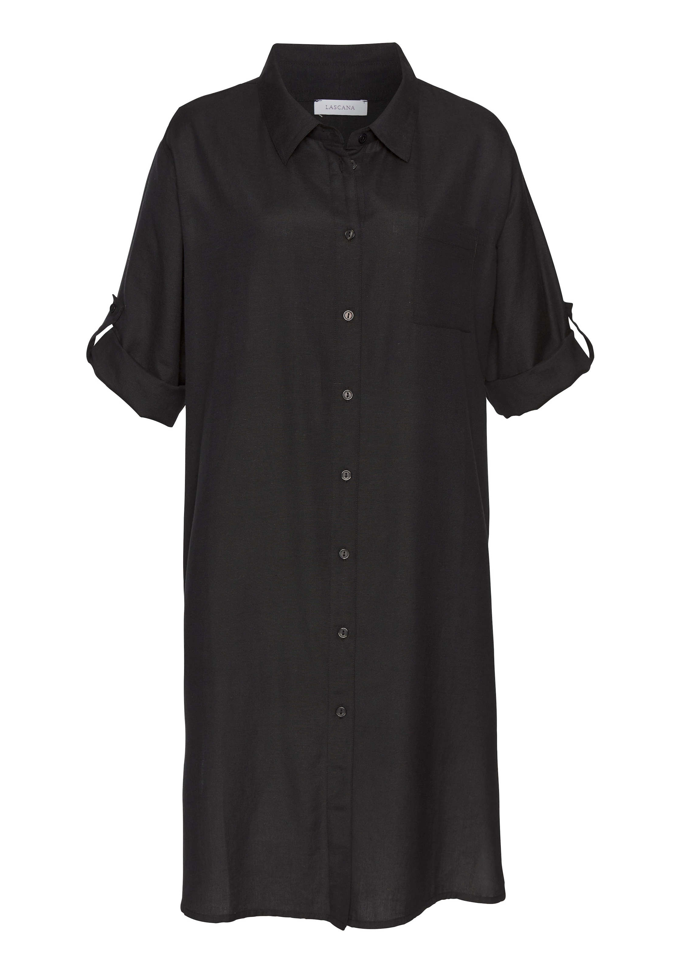 LASCANA - Vestido camisero en negro: frente