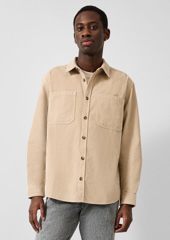 QS Comfort fit Overhemd in Beige: voorkant