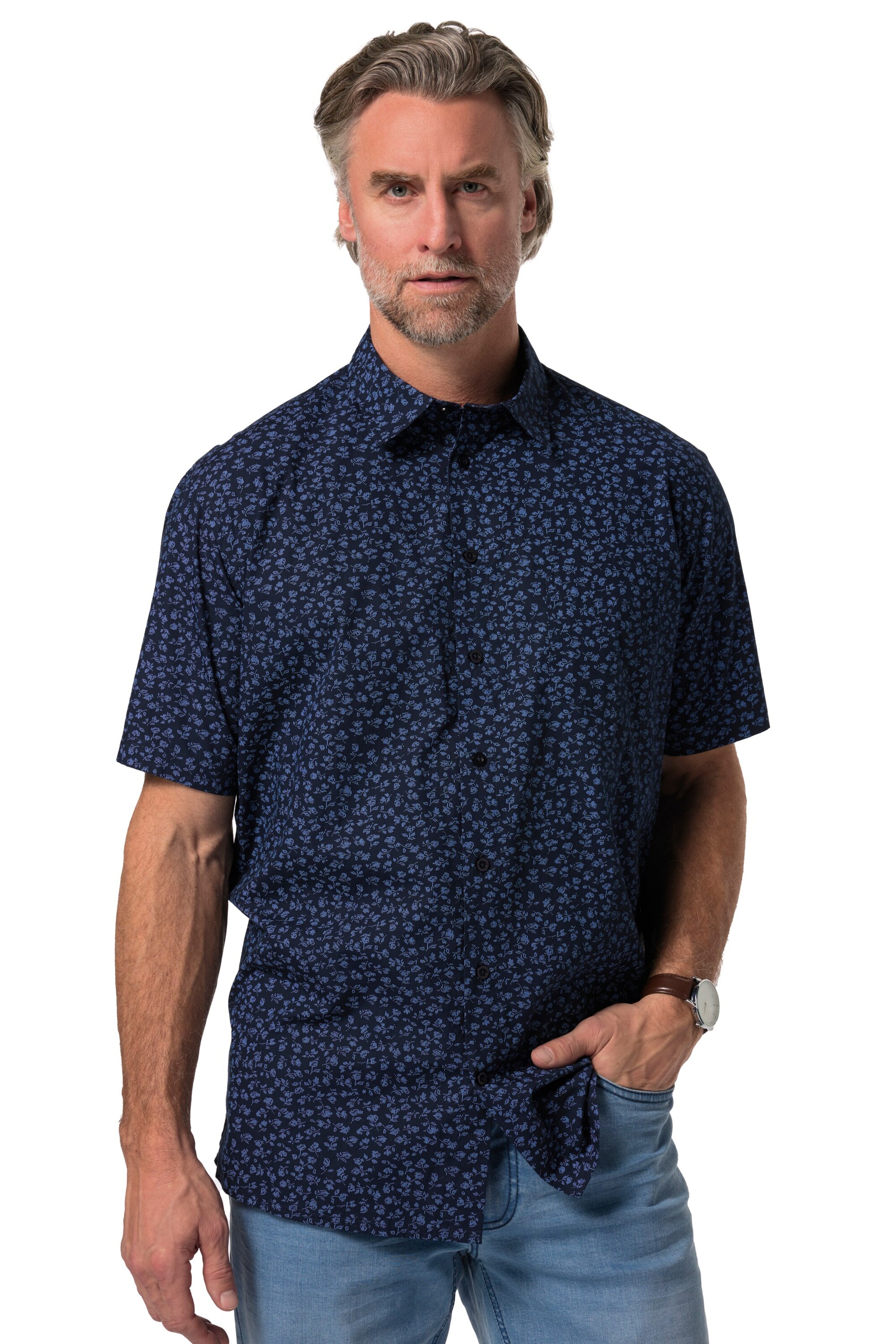 Boston Park Regular fit Overhemd in Blauw: voorkant