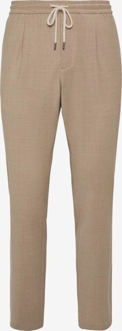 Boggi Milano Regular Bandplooibroek 'Coulisse' in Beige: voorkant