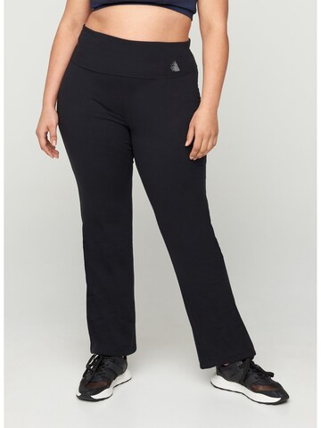 Active by Zizzi Workout Pants 'Abasic' in Black: front