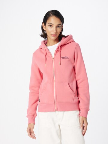 Superdry Zip-Up Hoodie 'Essential' in Pink: front