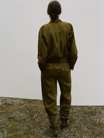 MANGO Loosefit Bukser 'Lino' i grøn