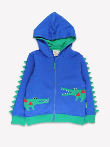 Toby Tiger Zip-Up Hoodie 'Krokodil-Applikation' in Blue: front