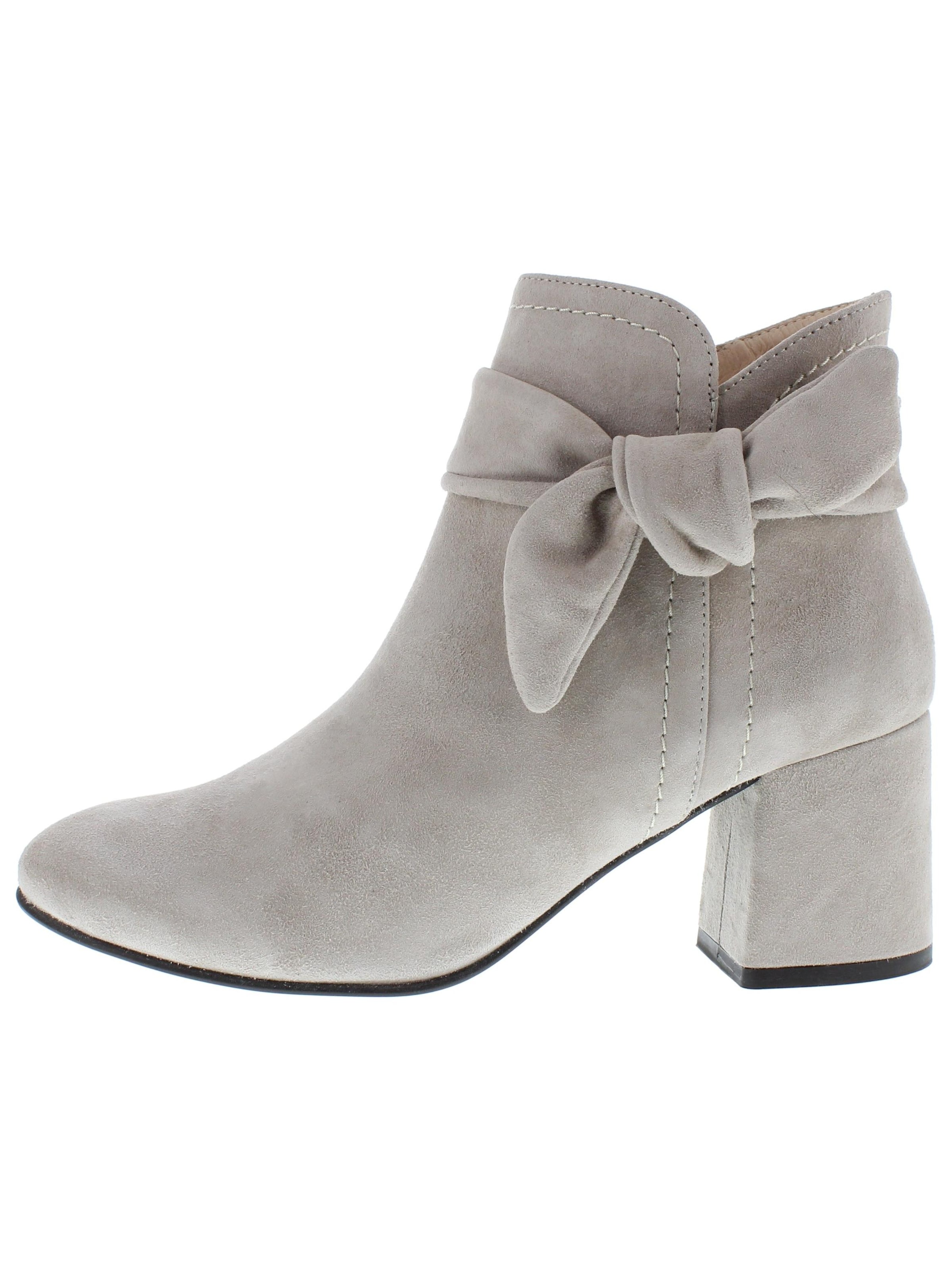 XAVER LUIS Schuhmanufaktur Booties 'RINA - edle Stiefelette mit Blockabsatz' in Grey: front