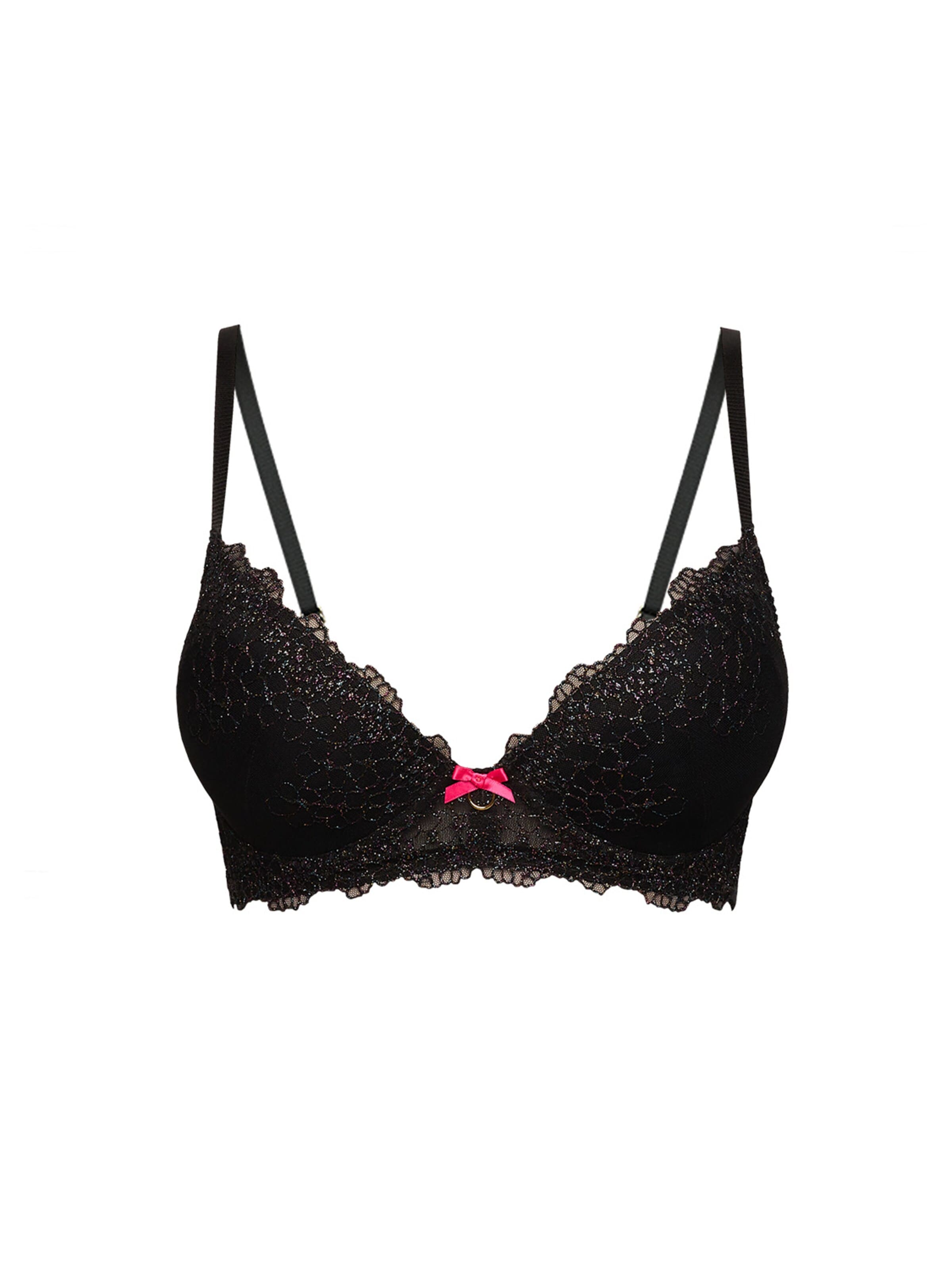 La Muel Lingerie Push-up Bra 'Rainbow' in Black: front