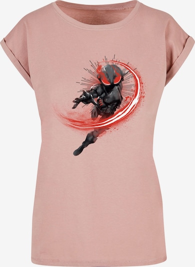 ABSOLUTE CULT T-Shirt 'Aquaman - Black Manta Flash' in grau / rosé / rot / schwarz, Produktansicht