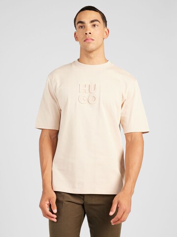 HUGO T-shirt 'Dleek' i beige: framsida