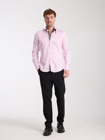 Coupe slim Chemise business 'Marco Polo Iconic Satin Man Shirt White' 7Camicie en rose