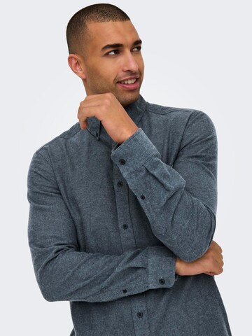 Only & Sons Slim fit Button Up Shirt 'ONSGUDMUND' in Blue