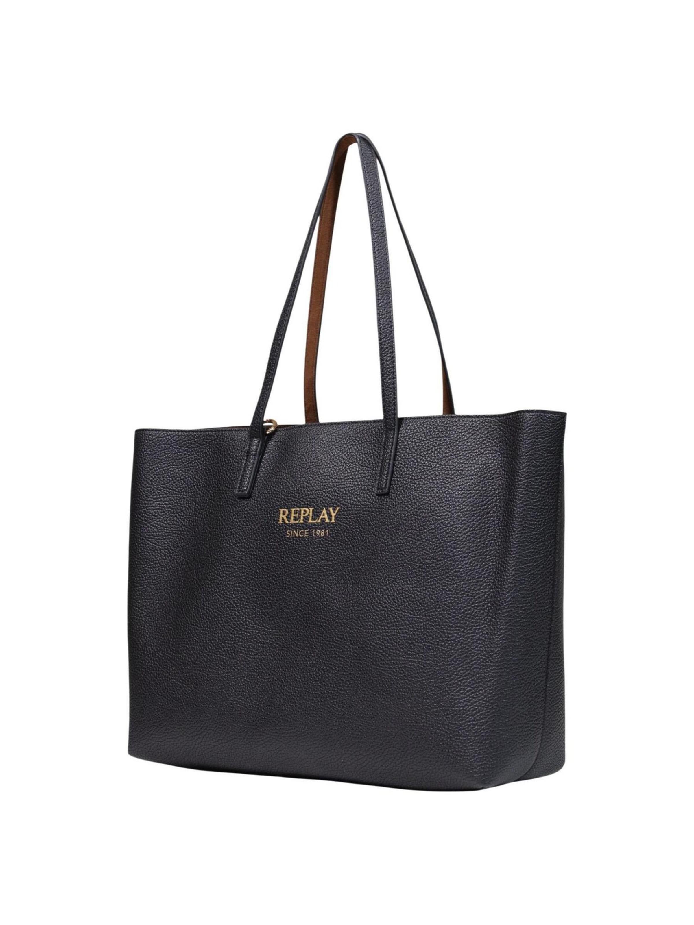REPLAY Shoppingväska 'PLAIN SYNTHETIC + VELVETY SYNTHETIC + CU FW01CA.000.A7243Y' i svart