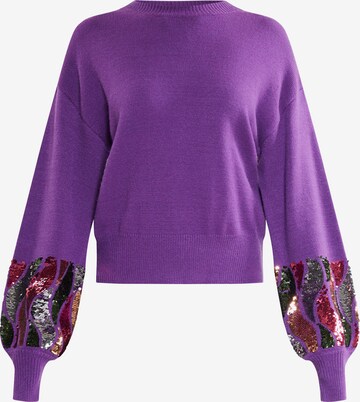 Pull-over faina en violet : devant