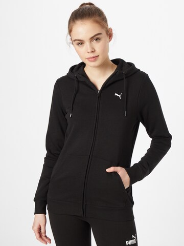 PUMA - Sudadera con cremallera deportiva en negro: frente