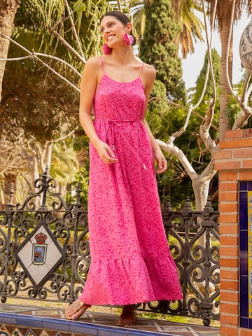 Introvertie VIENNA Zomerjurk 'Madeira A-line Maxi Dress' in Roze