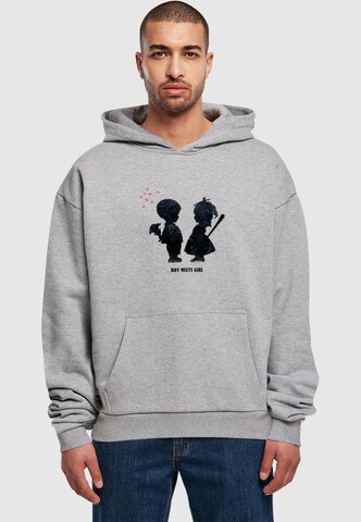 Sweat-shirt 'Banksy - Boy Meets Girl' Merchcode en gris : devant