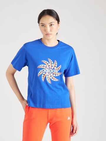 ADIDAS SPORTSWEAR - Camisa funcionais 'Farm Graphic' em azul: frente