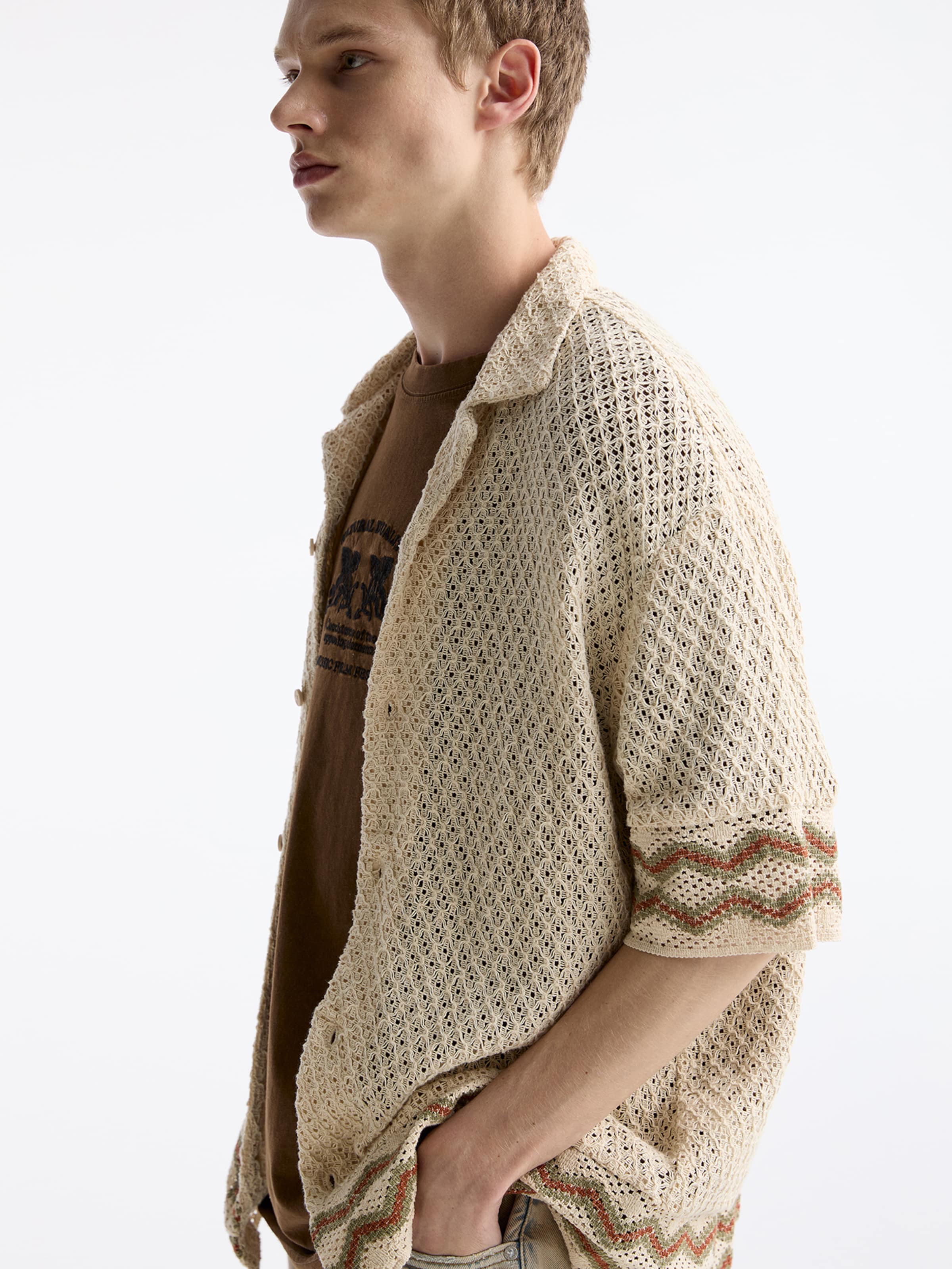 Pull Bear Knit Cardigan in Ecru ABOUT YOU