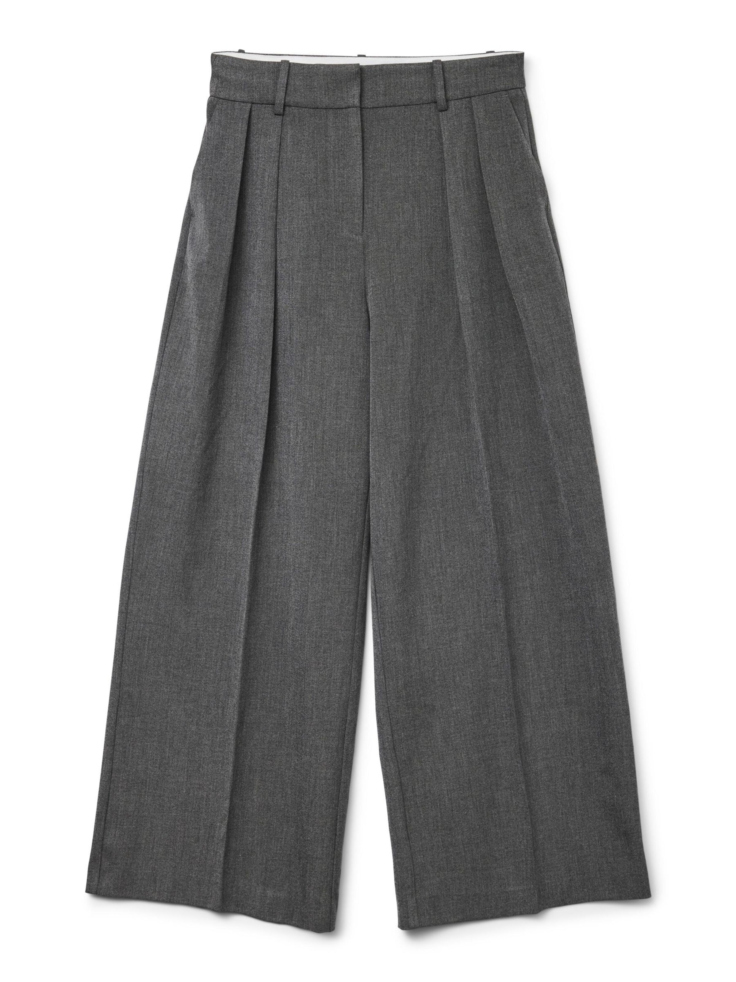 VERO MODA Wide Leg Bukser med lægfolder 'LOVELY ' i grå: forside