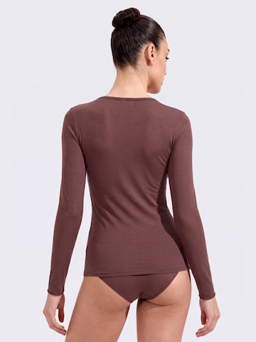 Ciocca - Camiseta térmica 'Maglia Intima con Pizzo in Cashmere Modal Scollo a V' en marrón