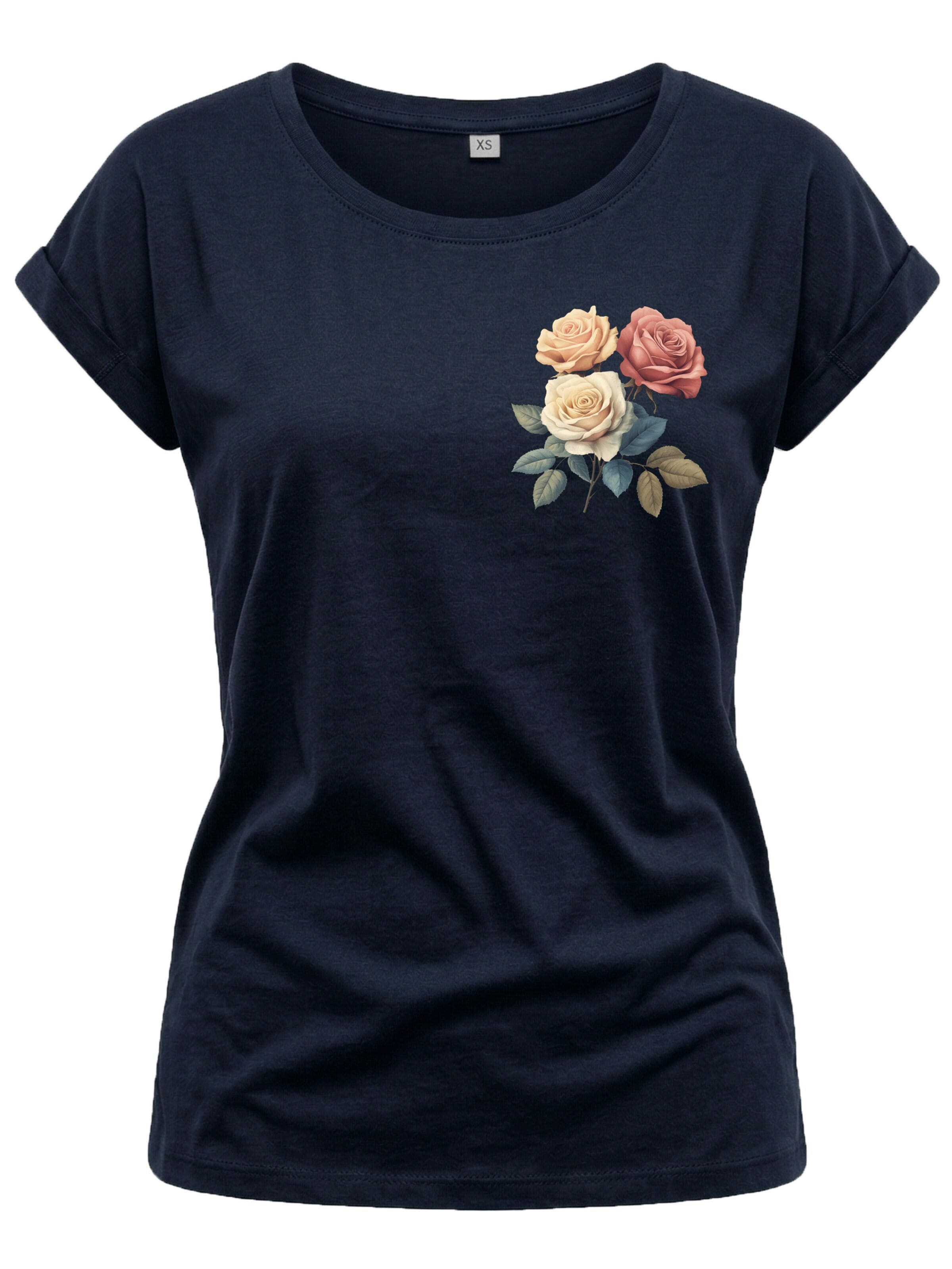 MAKAYA Shirt 'Three Roses' in Blue: front