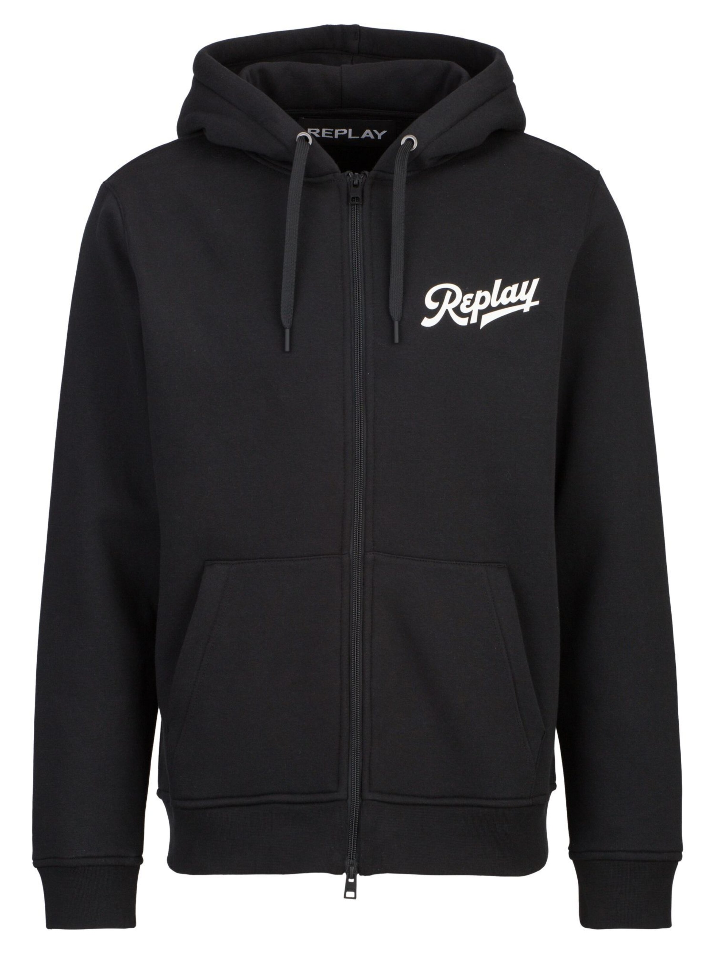 REPLAY Sweatvest in Zwart: voorkant