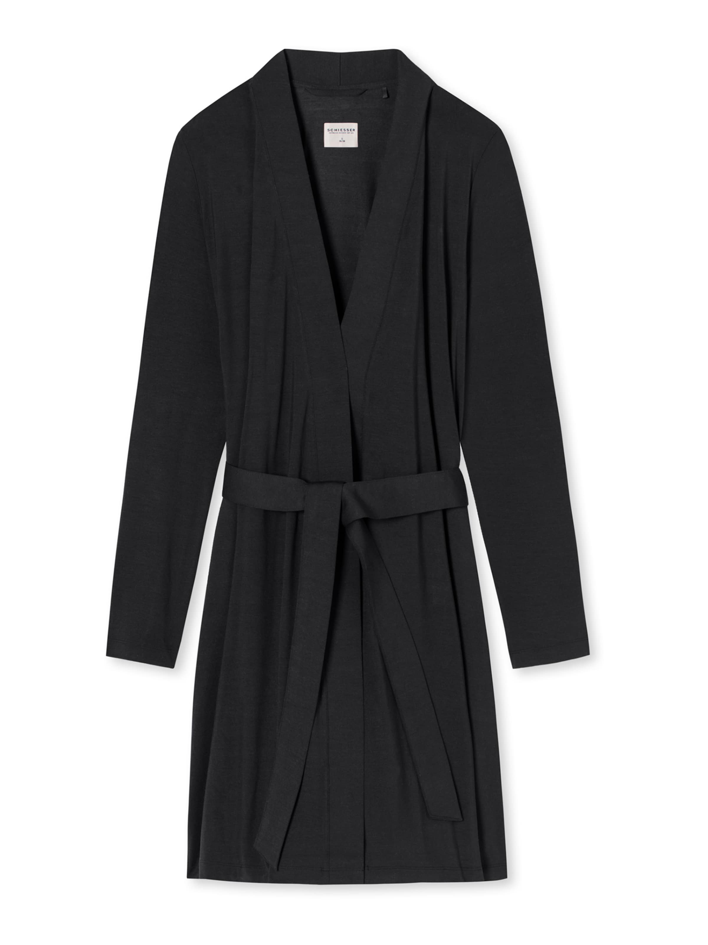 SCHIESSER Dressing gown ' Kimono ' in Black: front