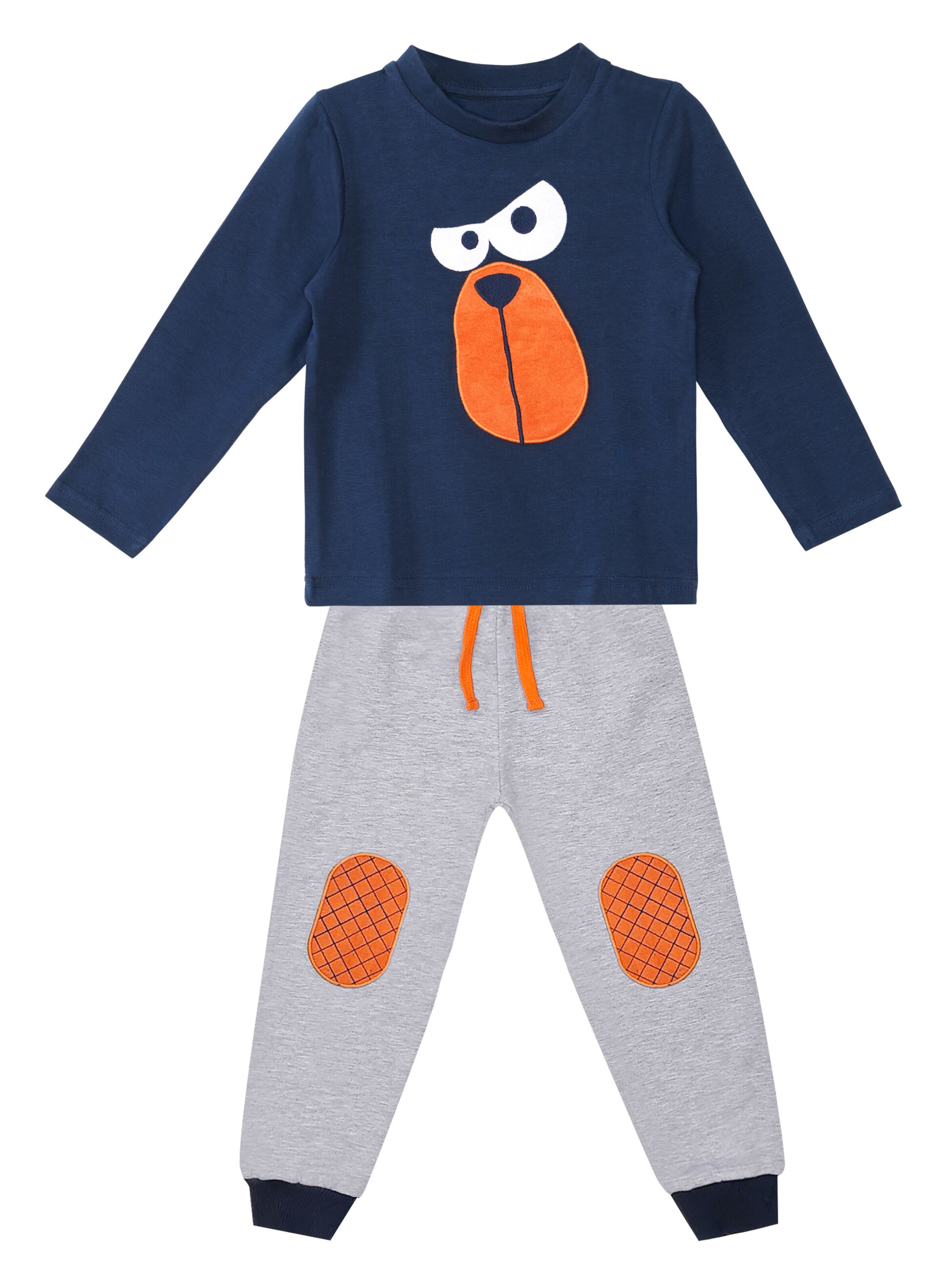 Denokids Trainingspak 'Funny Face' in Blauw: voorkant