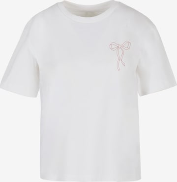 Tricou 'Bow Oneliner' de la Miss Tee pe alb: față