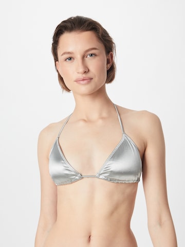 Monki Triangle Bikini Top in Grey: front