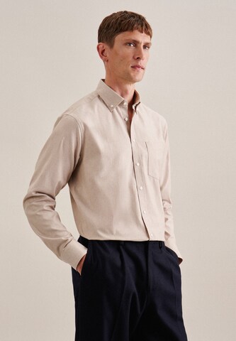SEIDENSTICKER Regular fit Zakelijk overhemd ' SMART ESSENTIALS ' in Beige: voorkant