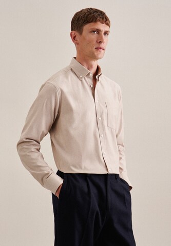 SEIDENSTICKER Regular Fit Hemd ' SMART ESSENTIALS ' in Beige: Vorderseite